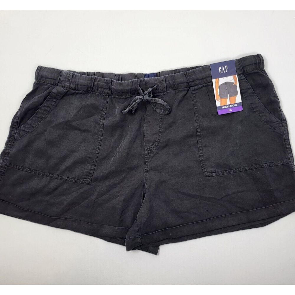 Gap Tencel Short Womens XXL Black Pull On Elastic Drawstring QLS1654S New